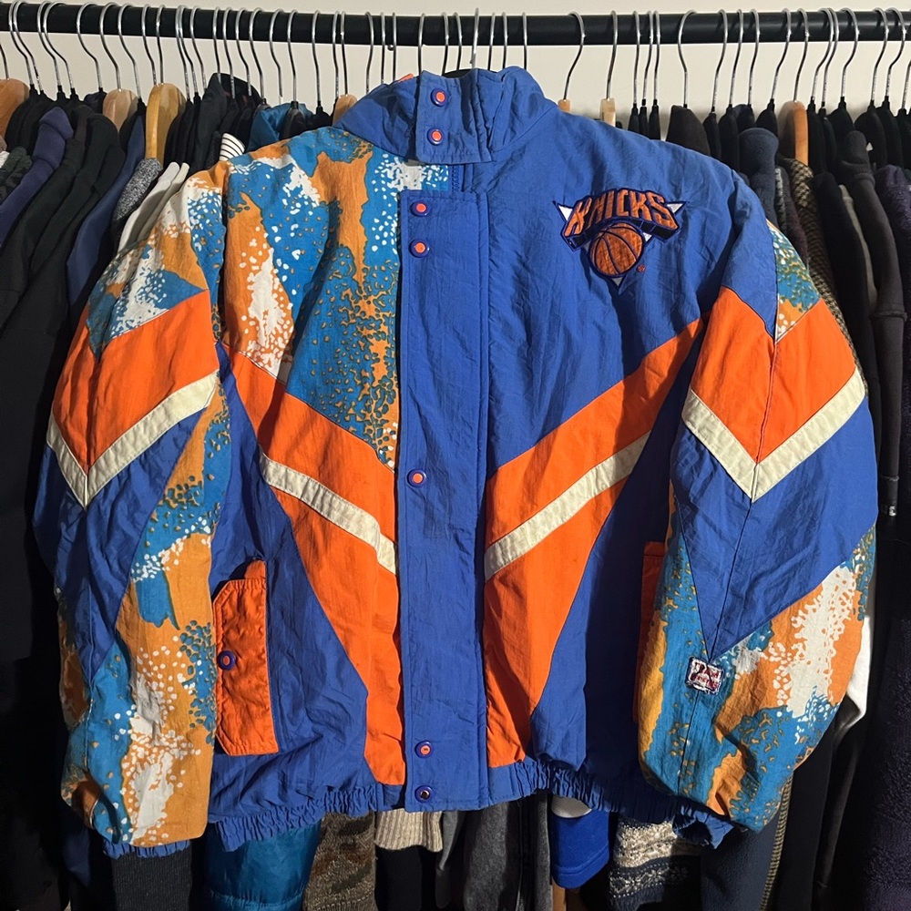 Kids Blue and Orange Knicks Puffer Jacket
